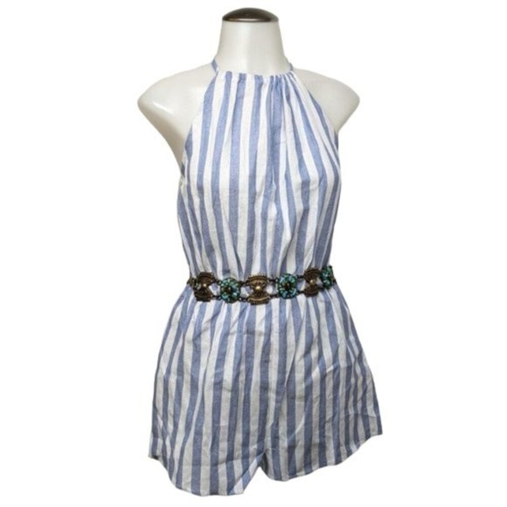 Shein Jumpsuit Women X-Small Halter Backless Romper Striped XS